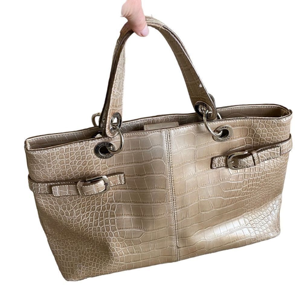 GUC Gold Tommy Hilfiger Crocodile Print Purse